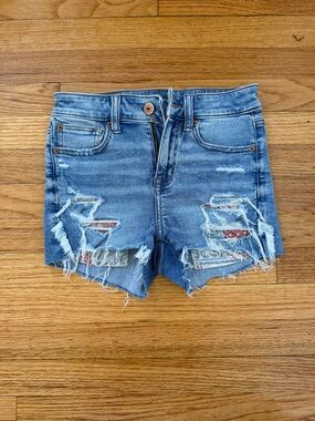 American Eagle Distressed Light Blue Denim Shorts